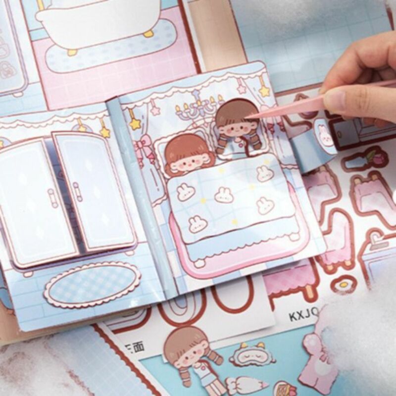 Paper DIY Kids Quiet Book Dodo Book Handmade Girls Busy Book Girls Sticker Book Cartoon DIY Toys Material Package Toddlers