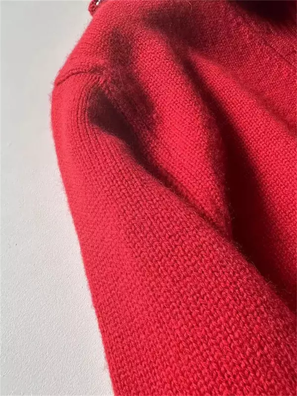 Kobiety sweter z kołnierzem na pół zamka błyskawicznego 2024 wiosna na co dzień luźne dziergany sweter topy z długim rękawem