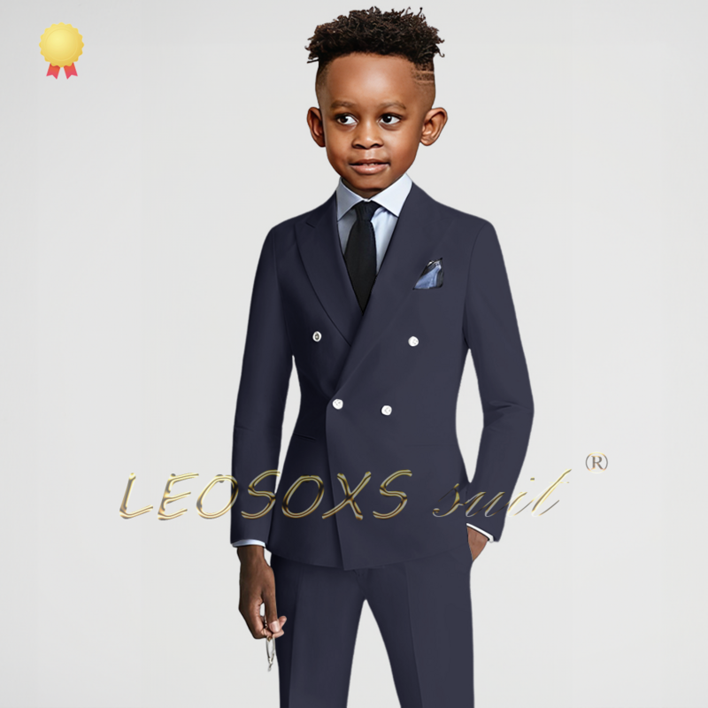 Boy's double-breasted design jacket and trousers, suitable for weddings, parties, formal events, custom-made children's ensemble