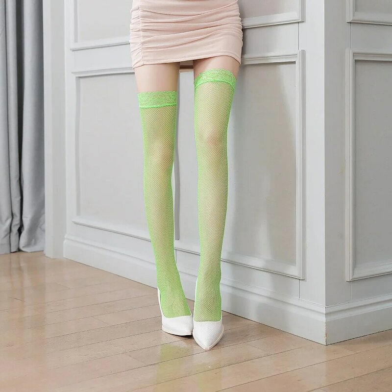 Mais cor sexy meias de renda meias sobre o joelho fishnet meias eróticas para mulheres namorada meias longas dropshipping