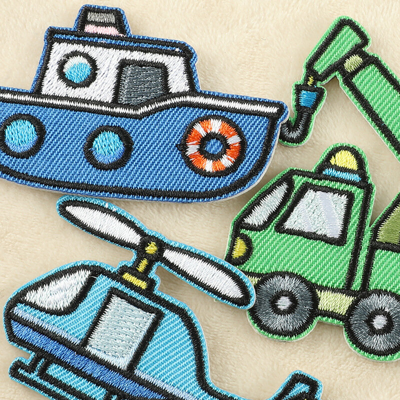 2024 New Cartoon Embroidery Patches DIY Bus Truck Car Stickers Self-adhesive Badges Fabric Emblem Clothing Bag Hat Accessories