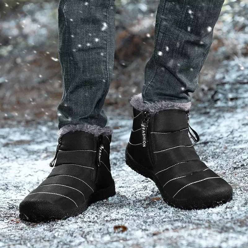 Scarpe da uomo 2023 nuovo Design con Zip inverno corto peluche scarpe Casual da uomo antiscivolo scarpe in cotone da uomo resistenti Tenis Para Hombre