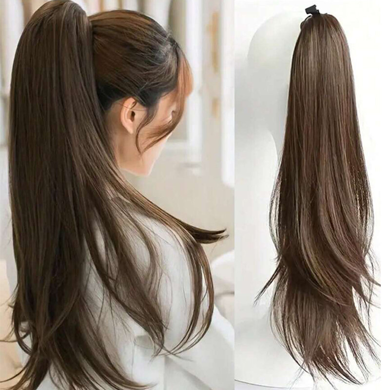 MSTN Synthetic Long Wavy Curly Hair Ladies Ponytail Ribbon Drawstring Tie Ends Natural Wig Accessories Hair Pieces