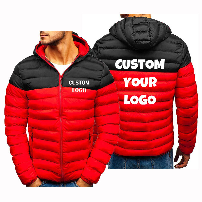 Chaqueta de algodón con logotipo personalizado para hombre, abrigo informal de moda, grueso, otoño e invierno, 2024