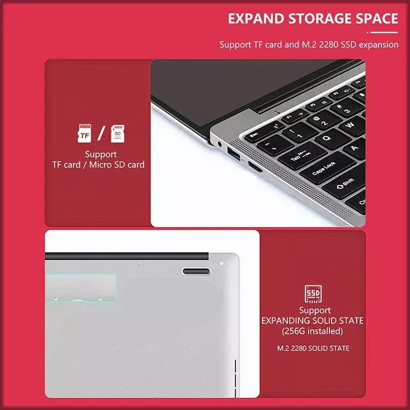 Carbayta 14,1 Zoll Notebook Intel J4105 Windows 10 Computer DDR4 8GB RAM 128/256/512GB SSD 2,4g/5,0g WLAN Bluetooth Laptop