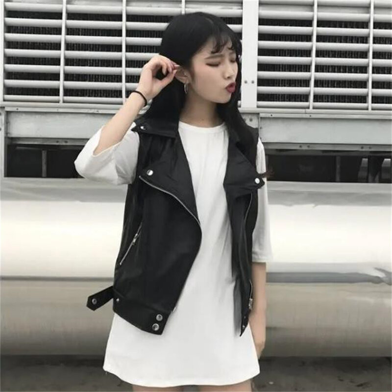 Vangull PU Leather Vest Waistcoat Solid Women Motorcycle Vest 2024 Spring Autumn New High Quality Sleeveless Zipper Vests Tops