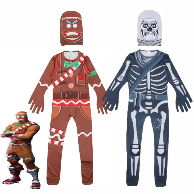 Dzieci czaszka Trooper kruk Cosplay Zentai kombinezon chłopców kostium halloweenowy dla dziewczynki walki z królewskim karnawałem zabawna odzież
