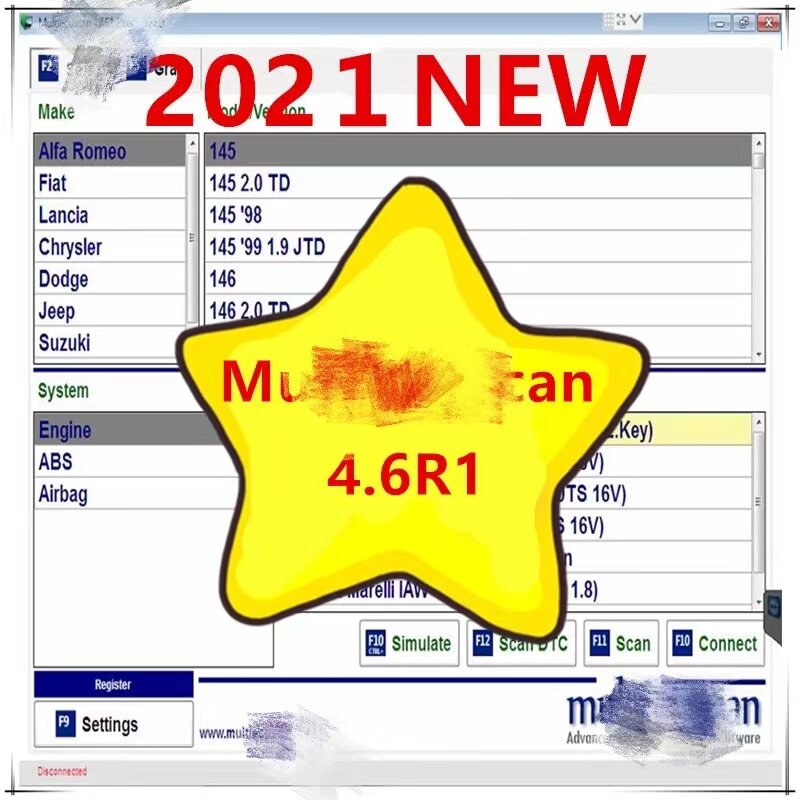 2021 gorący bubel dla Fiat może pracować z ELM327 Mult///iEcu///Scan V4.6 zarejestrowany nieograniczony Multi E/cu Scan naprawa samochodów oprogramowanie