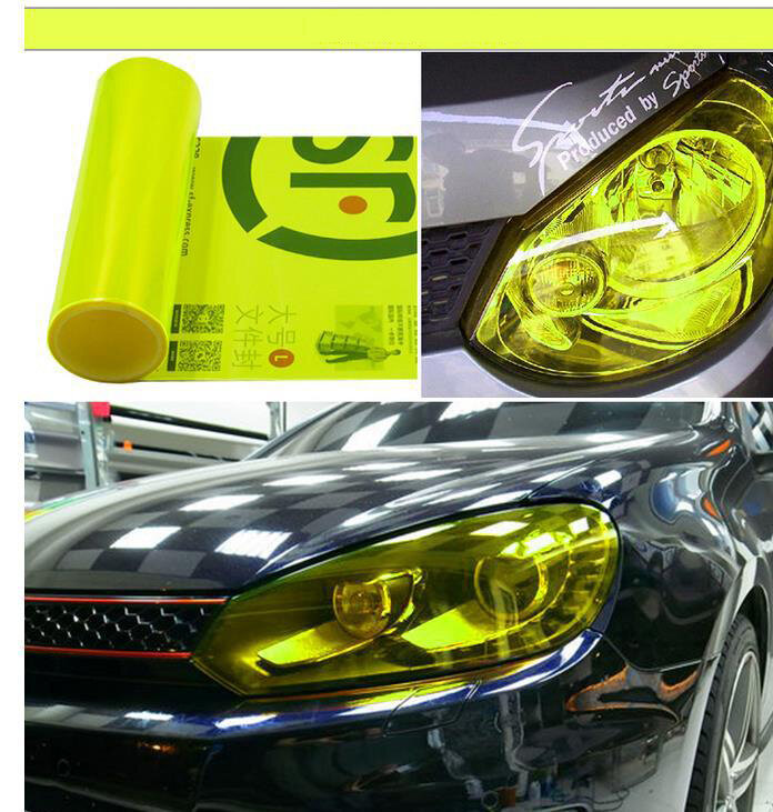 PVC ไฟหน้ารถฟิล์มหมอกโคมไฟสติกเกอร์ไฟหน้ารถ Tailing Molding ฟอยล์ Self-Adhesive อุปกรณ์เสริมรถยนต์