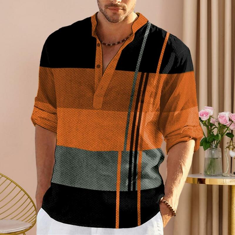 Męska koszula biznesowa stylowa męska koszula biznesowa z dekoltem w szpic z długim rękawem w stylu sweter kolor patchworku na co dzień dla mężczyzn