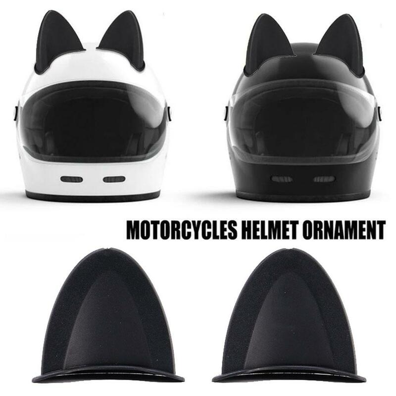 2 buah helm motor Universal dekorasi telinga kucing, Aksesori dekorasi helm sepeda motor sudut tanduk setan olahraga luar ruangan