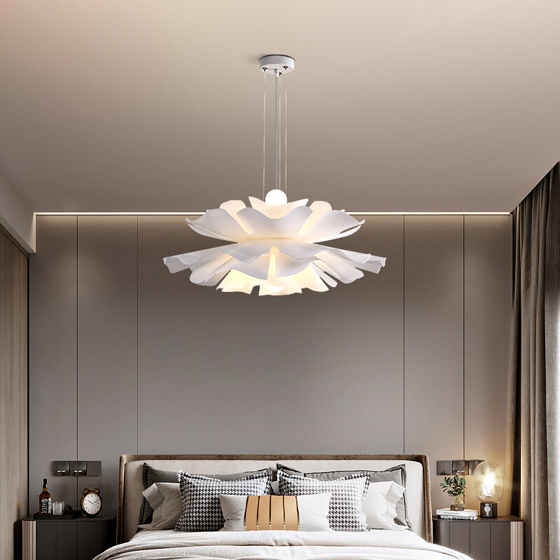 Lámpara de araña Led de estilo nórdico moderno para sala de estar, comedor, cocina, dormitorio, lámpara colgante de diseño blanco, luz de suspensión E27
