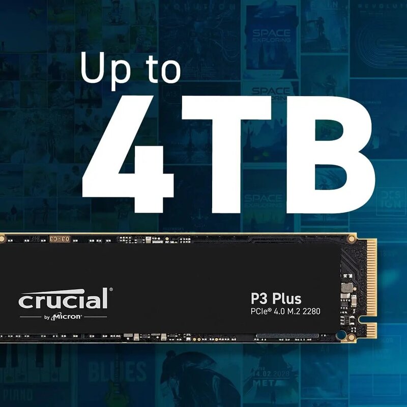 Crucial P3 Plus 2TB 1TB 500GB PCIe Gen4 3D NAND NVMe M.2 SSD, jusqu'à 5000 Mo/s