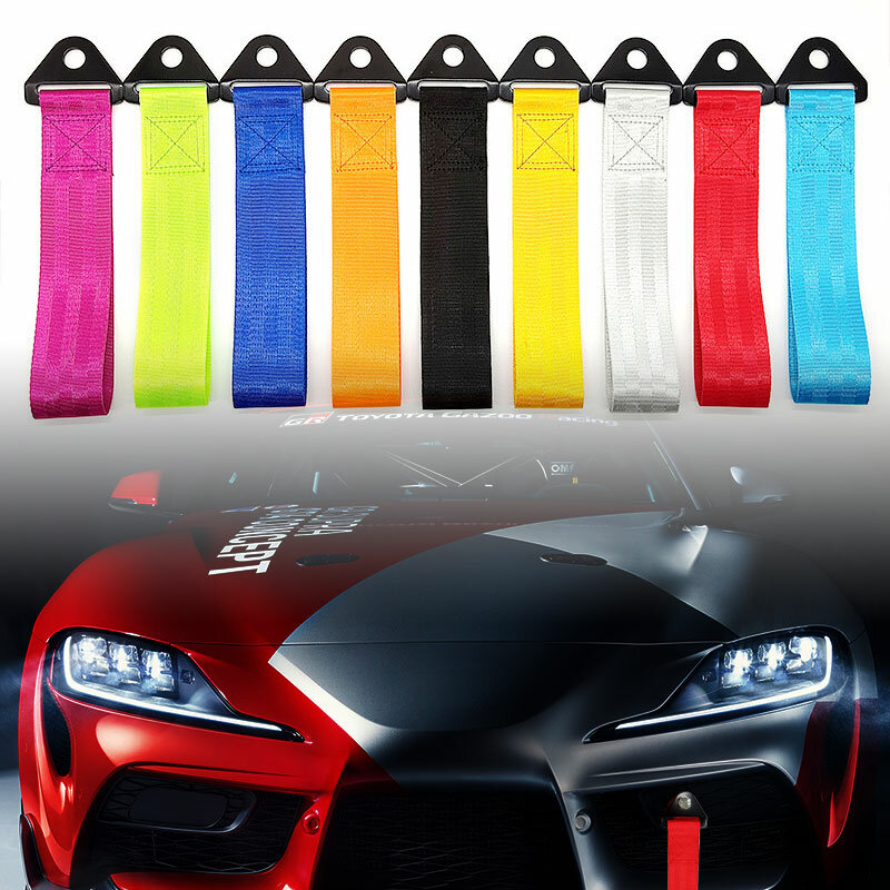 9 colors Car Styling Fashion Tags Car Towing Nylon Ropes Hook For RECARO VW BMW JEEP NISSAN HONDA JDM Auto Tow Strap Accessories