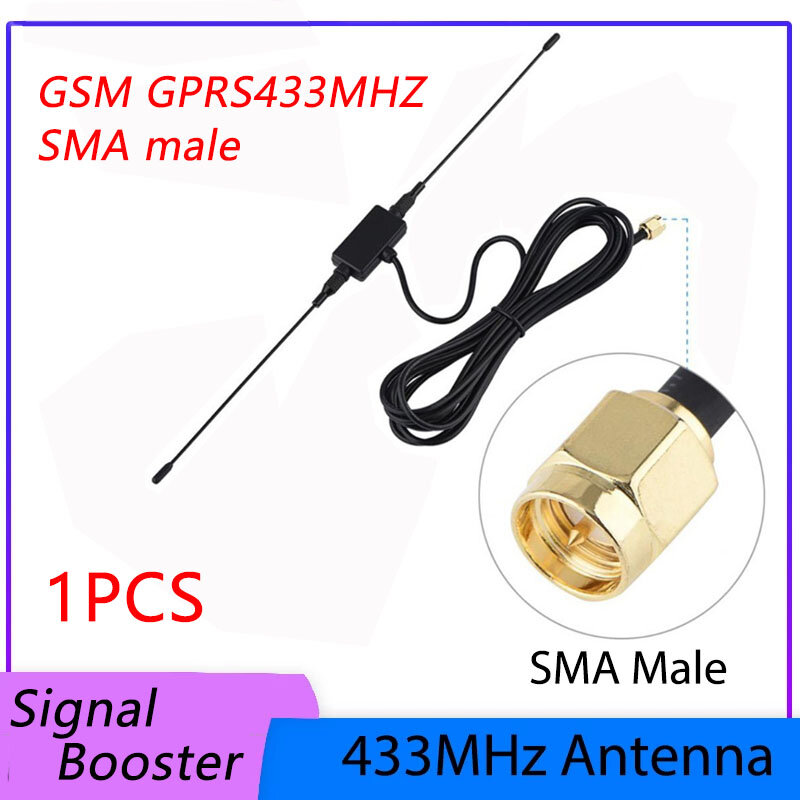Amplificador de señal de antena de bocina, enchufe macho SMA, 400-433MHZ, N7MC, 1 unidad