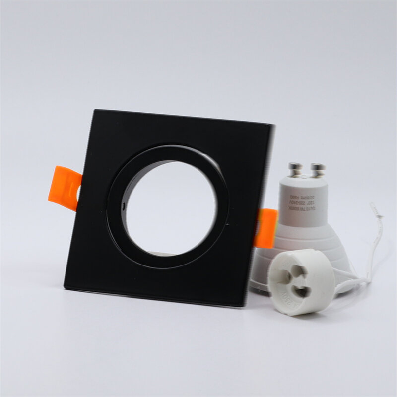 Cadre de luminaire carré noir réglable en angle, GU10, MR16, GU5.3, boîtier d'éclairage LED Tech