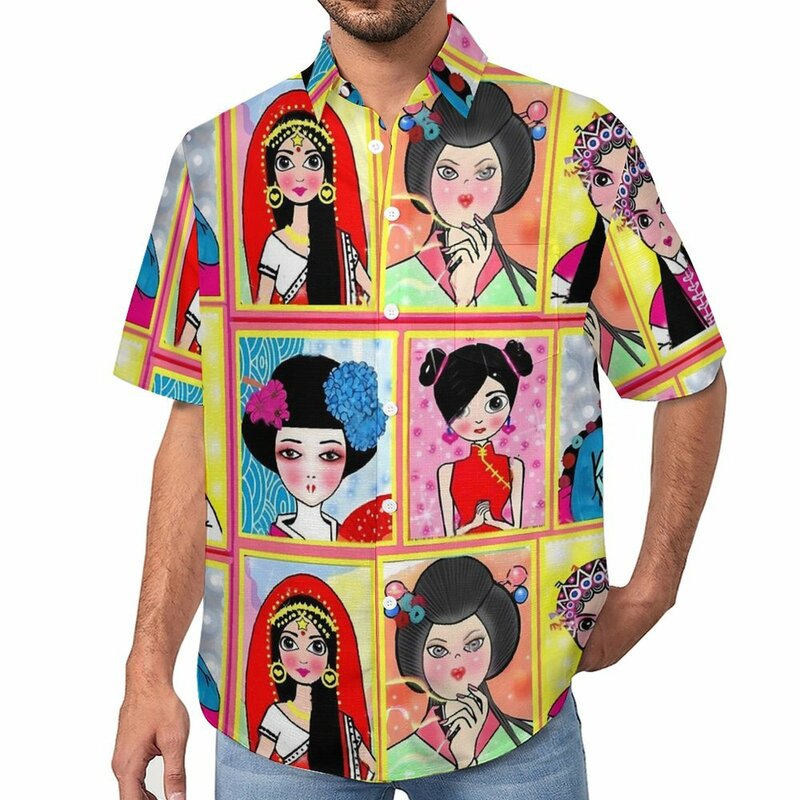 Camicia Casual da donna orientale camicia allentata per le vacanze delle persone carine camicette alla moda hawaiane abbigliamento oversize grafico a maniche corte