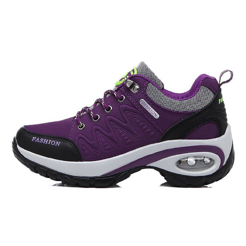 Chaussures de course en plein air pour femmes, semelle optique coordonnante, chaussures à lacets décontractées, adaptées au camping, à la marche intérieure