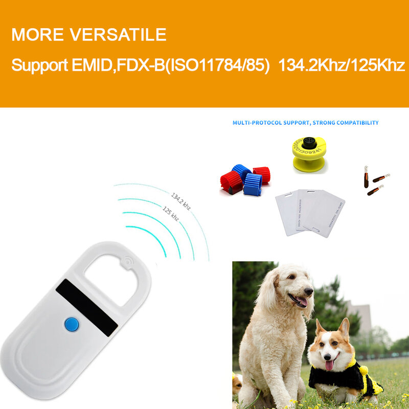 Pet ID Chip Digital Scanner USB RFID Dog Cat Animal Handheld 134.2KHz Identification Tag Card Reader Chip