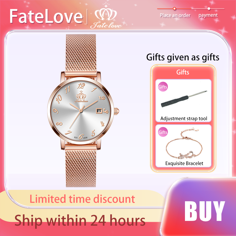 FateLove Light Luxury Brand women's Watches Stainless Steel Strap Quartz Watch Waterproof Simplicity Fashion Female Wristwatch