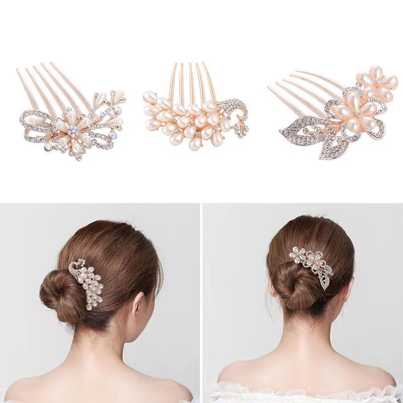 Peine de perlas para el cabello, accesorio de inserción de mariposa, nudo de aleación, inserciones elegantes, bobina de diamantes de imitación, N1X8