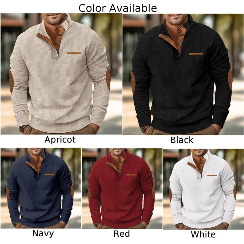 Baggy-男性用スタンドカラースウェットシャツ、長袖プルオーバー、アウトドアスポーツトップ、ポリエステル生地、黒、ネイビー、赤、アプリコット、白