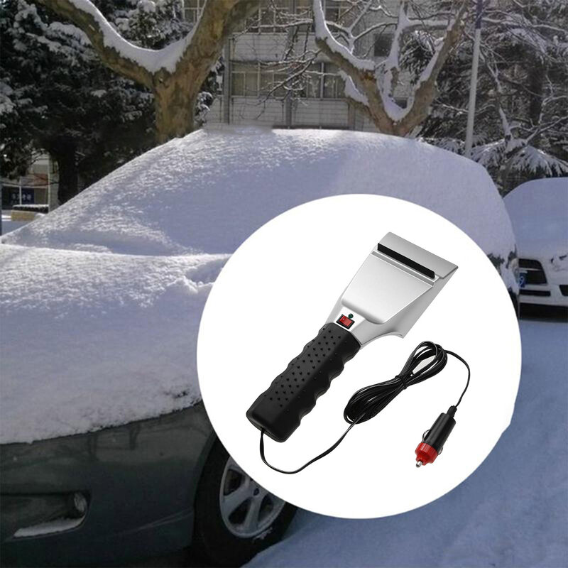 12V Electric Heating Ice Shovel In Winter Windshield Defrost Cleaner Car Snow Shovel Car Ice Scraper Winter Snow Removal Tools