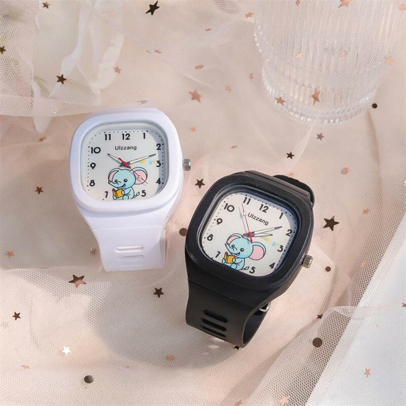 Unisex Quartz Watch Children's Elephant Pattern Square Dial Watch Waterproof Smartwatch with Camera for Students for Kids