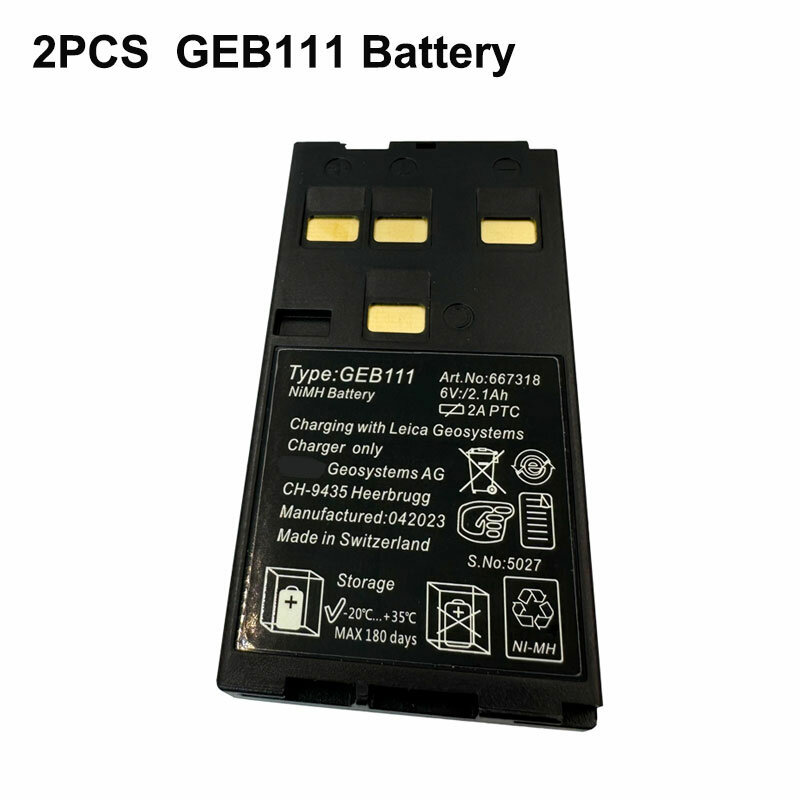 Bateria GEB111 para Levantamento Eletrônico de Nível, TPS, TC, RCS, GS, Série SR, DINA03, 10, NI-MH, 6V, 2100mAh, 2pcs