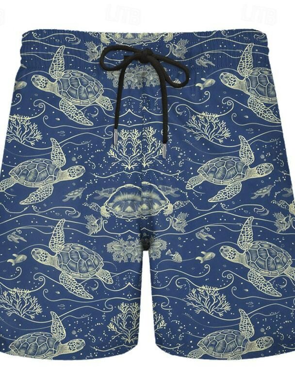 Мужские пляжные шорты для отпуска с принтом «Школа рыб», плавки с 3D принтом, эластичные Стрейчевые шорты с кулиской в гавайском стиле