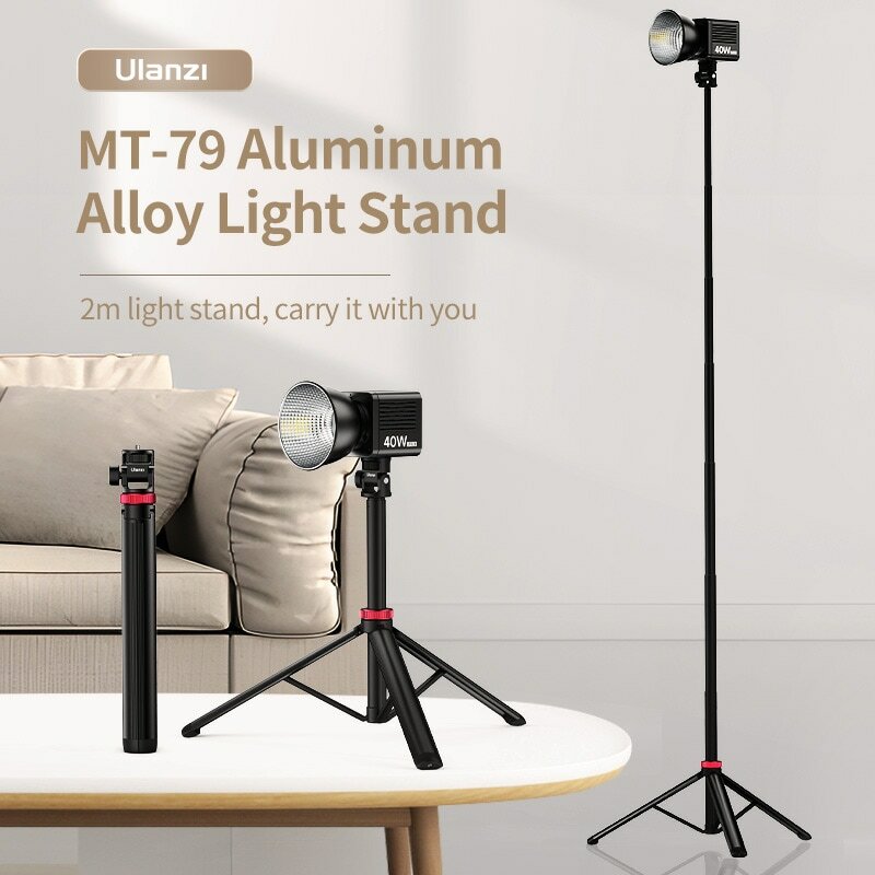 Ulanzi Tripod MT-79 dapat diperpanjang, dengan sekrup 1/4 inci untuk kamera DSLR ponsel pintar mikrofon pengisi cahaya