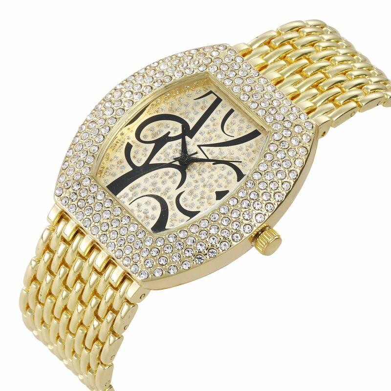 Reloj de pulsera con diamantes de imitación para Mujer, accesorio sencillo con diamantes de imitación dorados, gran oferta