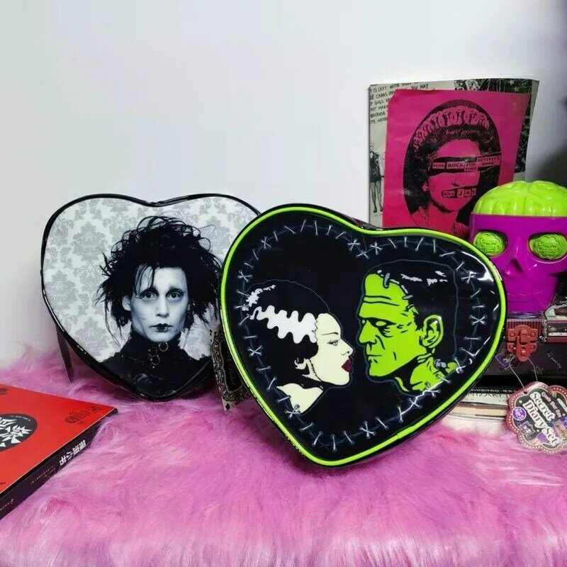 Mini mochilas com impressão punk rock para mulheres, góticas, escuras, nichos, bolsas crossbody, mochila de couro para meninas
