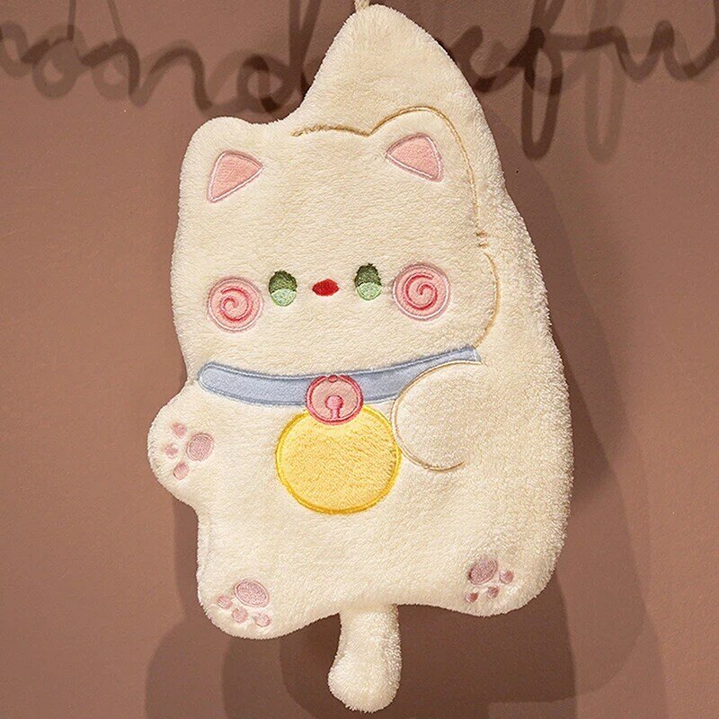 Полотенца для рук с мультяшным котом, подвесное полотенце в ванную комнату с милыми животными, мягкая впитывающая салфетка, быстросохнущее детское полотенце для купания