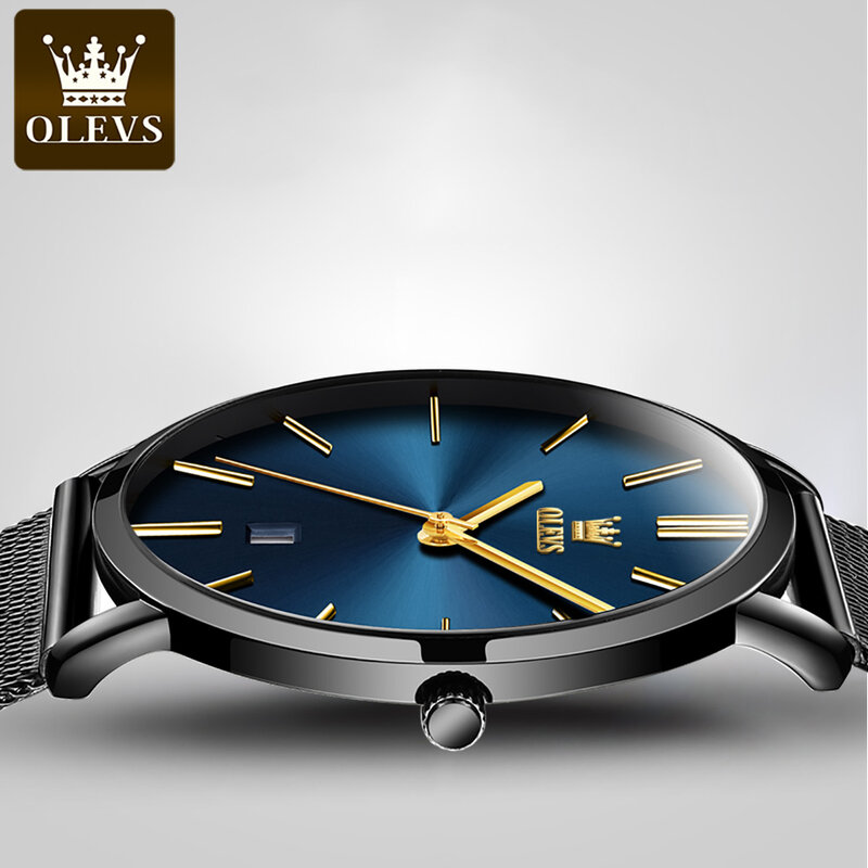 Olevs-男性と女性のためのステンレス鋼の時計,防水クォーツ腕時計,超薄型,高級,愛好家,カップルのための,トップブランド,ファッショナブル