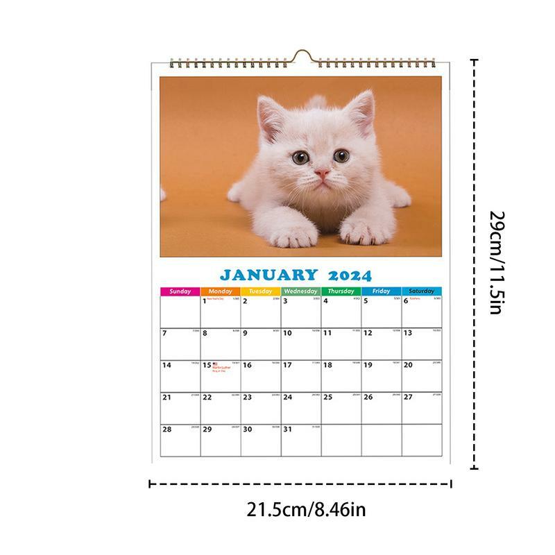Calendario de pared para perros, calendario mensual de animales A4, decoración de pared diaria para apartamento, dormitorio y aula, 2024