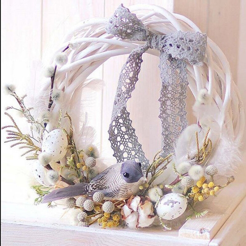 10/15/20/25/30cm White Wicker Wreath Garland Decor Rattan Ring Artificial Flowers Garland Dried Flower Frame Craft Accessories