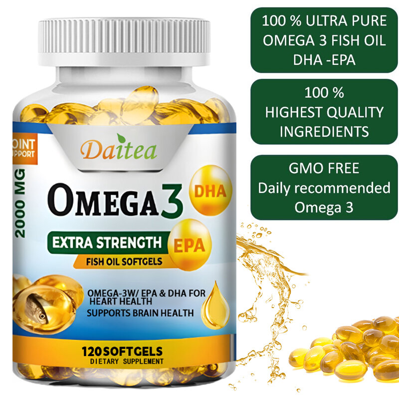 Omega 3 Visolie Capsules Ondersteuning Hersenen & Zenuwstelsel Gezondheid, Cardiovasculaire & Skin Gezondheid, antioxidant & Anti-Ontsteking