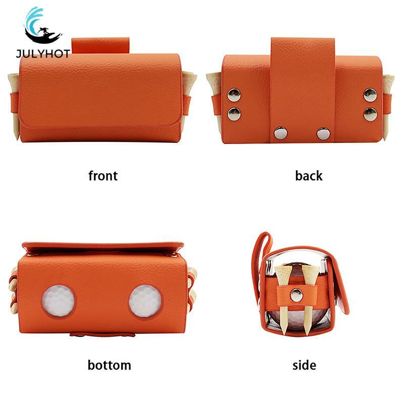 1Pc Outdoor Pouch Travel Bags Golf Ball Bag Portable Waist Storage Bag PU Leather For Golf Sports Holds 2 Balls And 4 Golf Tees