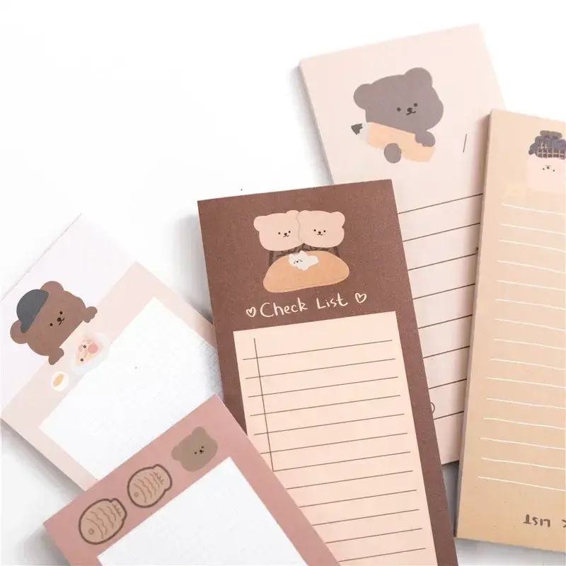 50 Sheets Cute Korean Biscuits Bear Memo Pad Message Notes Decorative Notepad Note check list  Stationery Office Supplies