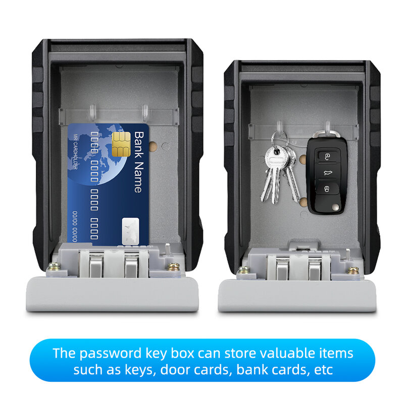 Hollow Metal Material Password Lock Storage Box, impermeável, Wall Mount, 4 Dígitos Senha, Cofre Chave, Anti Roubo, ao ar livre