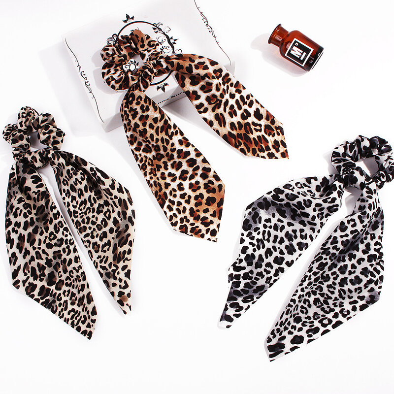 New Fashion Leopard Print Scrunchie sciarpa per capelli da donna fascia elastica per capelli fiocco per capelli corde in gomma accessori per cravatte per capelli per ragazze