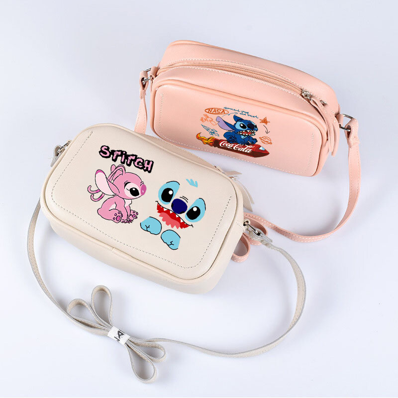 Disney-bolso de hombro de cuero de Stitch para mujer, bolsa de viaje informal Kawaii de Lilo & Stitch, bolso cruzado de gran capacidad, regalos de navidad
