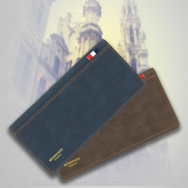 Bolsa de mão de couro PU masculina, bolsa de 3 dobra, grande capacidade, bolsa interna com zíper, design fosco, carteira curta, ao ar livre