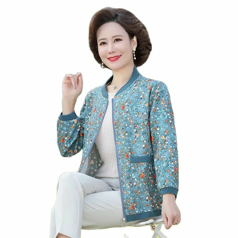 Abrigo elegante para mujer de mediana edad, chaqueta con estampado a la moda para primavera y otoño, novedad de 2023