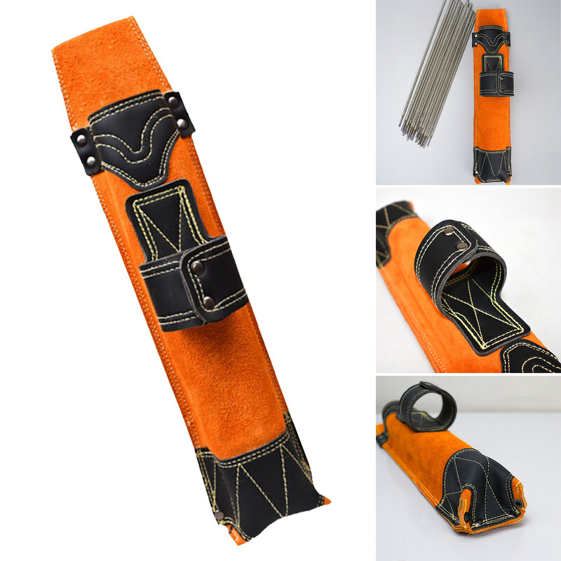 Soporte de electrodos de varilla de soldadura, bolsa de cintura, accesorio versátil, naranja y negro, retardante de llama, hebilla de cinturón ajustable