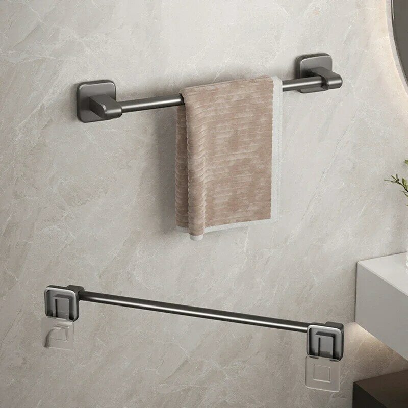 Toallero no perforado montado en la pared, estante de almacenamiento para toallas de baño, estante de baño de un solo polo