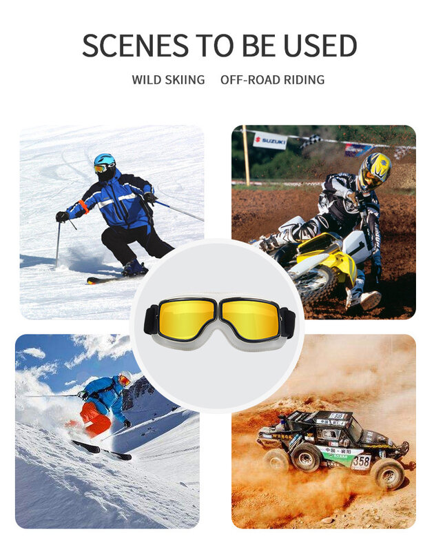 Gogle na motocykl wiatroszczelne motocyklowe okulary ochronne okulary Retro uniwersalne składane skórzane Retro akcesoria motocyklowe