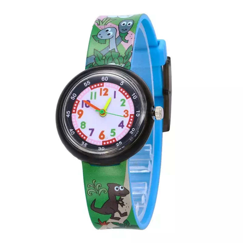 นาฬิกาแฟชั่นลายการ์ตูนรูปยูนิคอร์นสำหรับเด็กนาฬิกาควอตซ์สำหรับนักเรียนเด็กหญิงเด็กชาย Jam Tangan anak perempuan