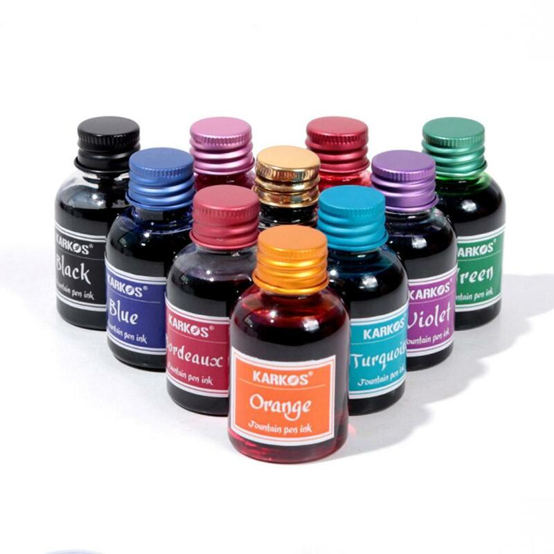 30ml/Bottle Pure Colorful Fountain Pen Ink Refilling Smooth Liquid Inks Stationery School 10 Colors Student Teacher Ink Office